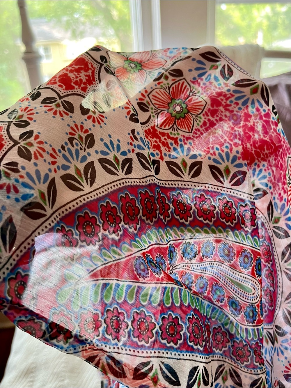 ๐ FREE 3rd item ๐ Paisley Sheer Tunic Popover Dress Beach Cover-up Summer Muum - Picture 8 of 8